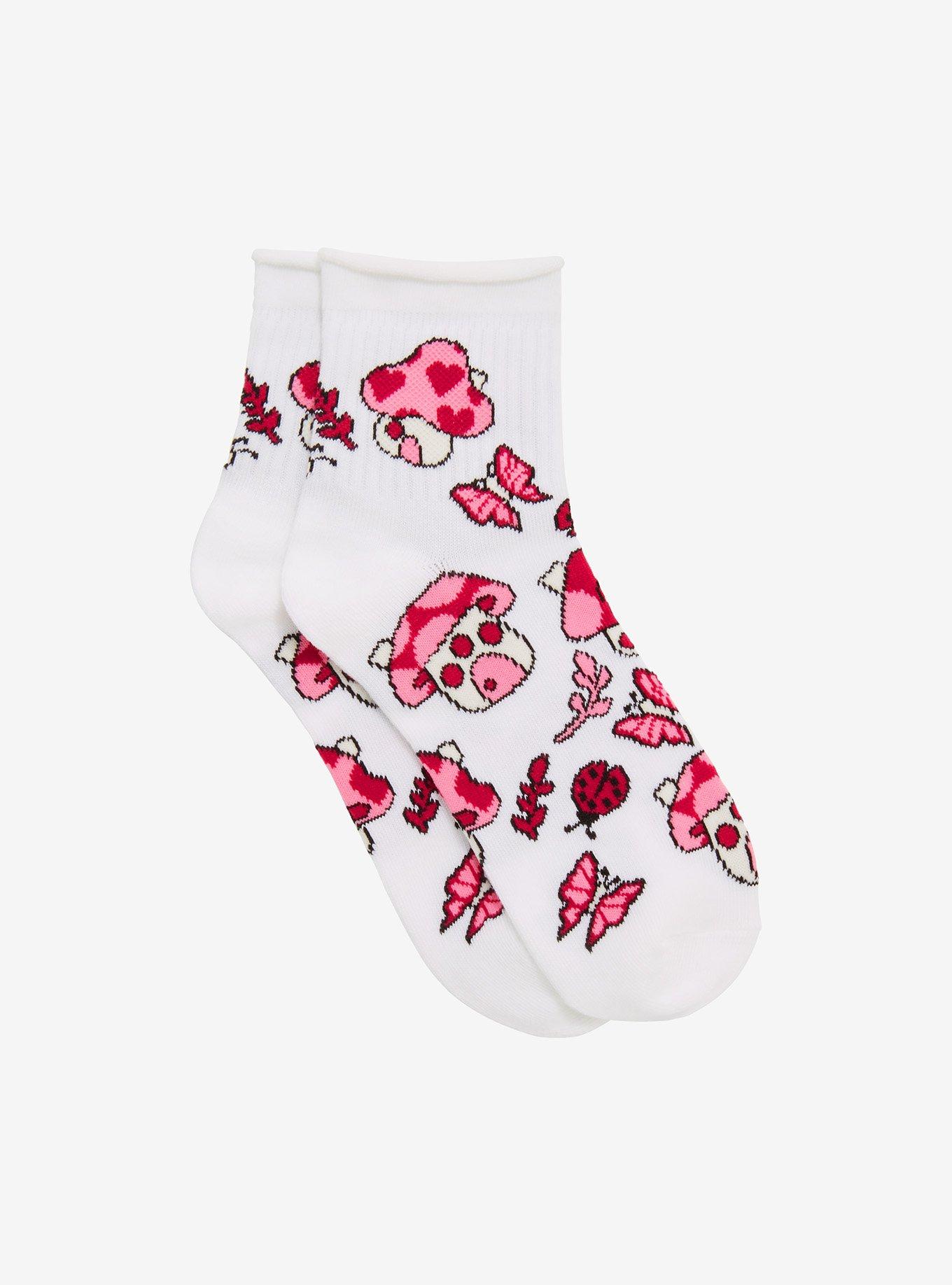 Pink Mushroom House Ankle Socks, , hi-res