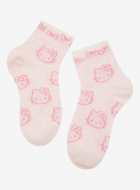 Hello Kitty Mesh Bow Ankle Socks | Hot Topic