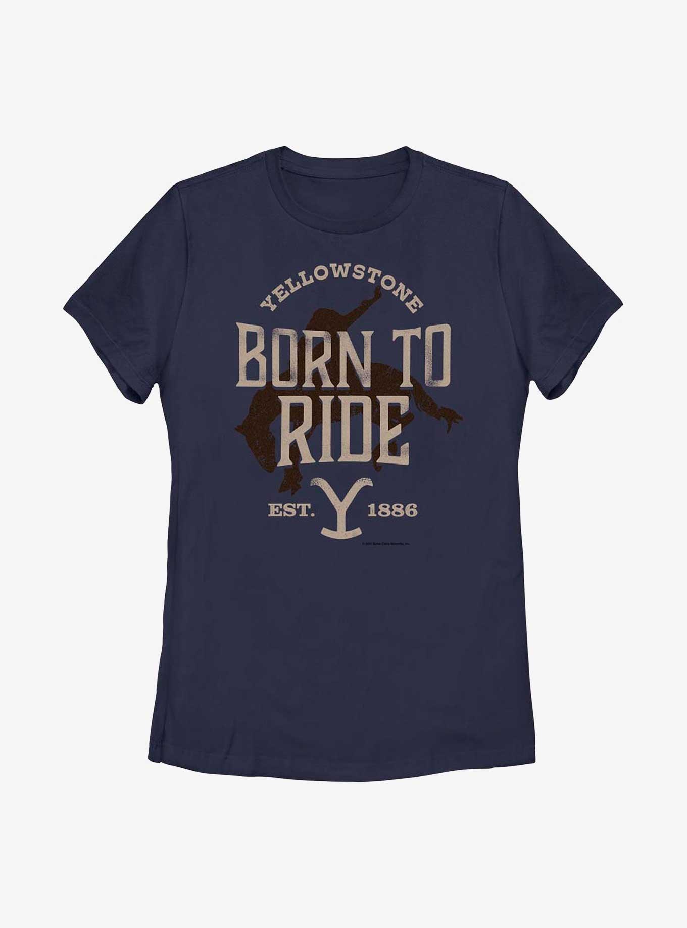 Yellowstone Born To Ride Womens T-Shirt, NAVY, hi-res