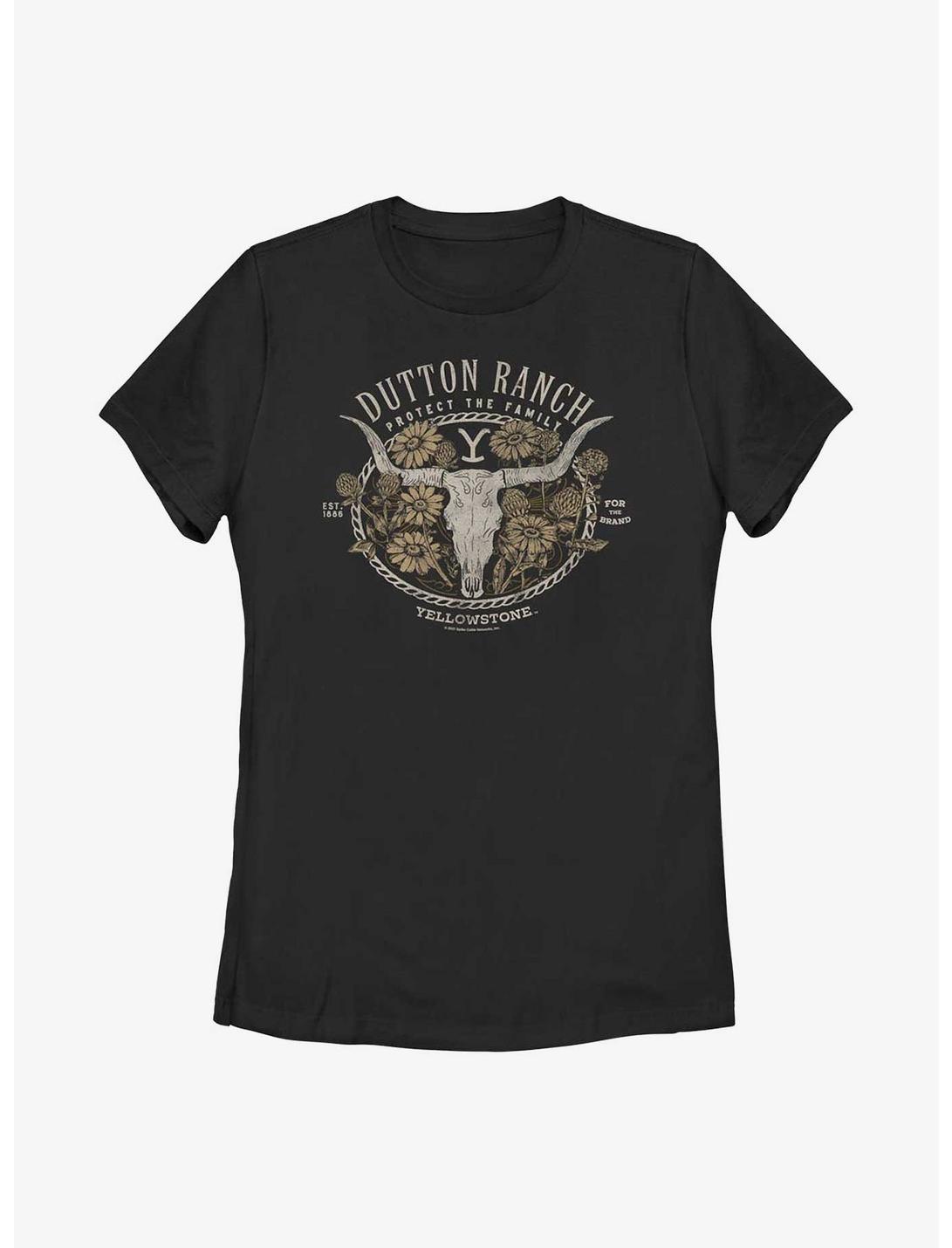Yellowstone Floral Dutton Ranch Womens T-Shirt, BLACK, hi-res