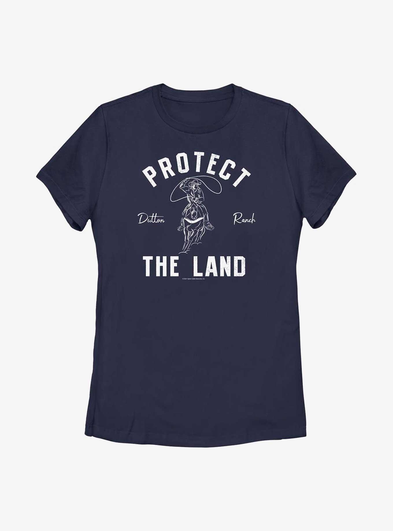 Yellowstone Protect The Land Heritage Womens T-Shirt, NAVY, hi-res