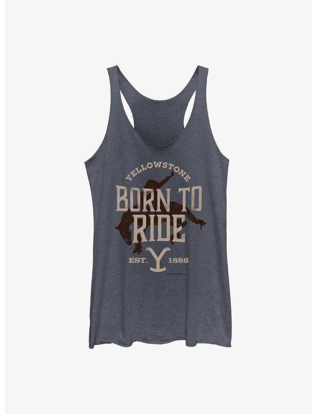 Yellowstone Born To Ride Womens Tank Top, NAVY HTR, hi-res