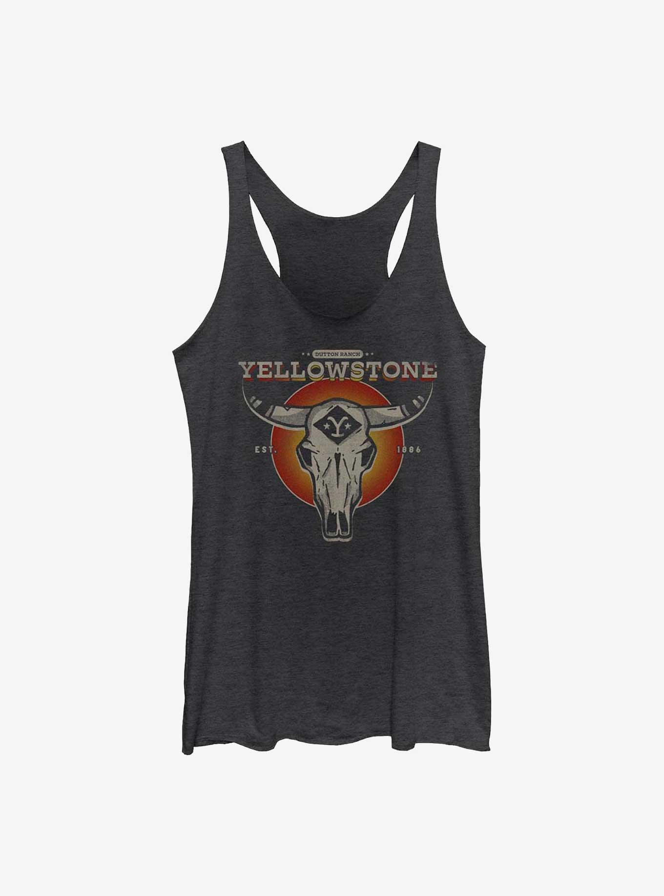 Yellowstone Skull Symbol Womens Tank Top, BLK HTR, hi-res