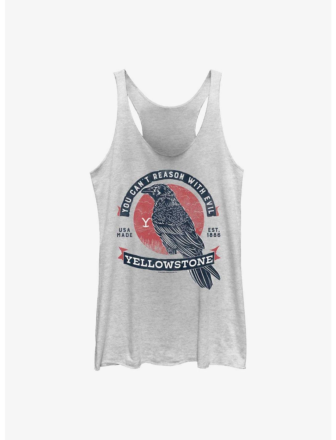 Yellowstone Can't Reason With Evil Womens Tank Top, WHITE HTR, hi-res
