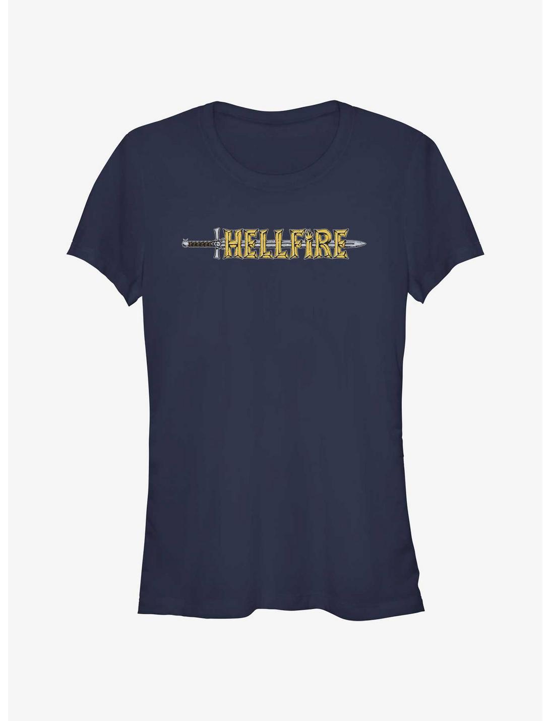 Stranger Things Hellfire Sword Logo Girls T-Shirt, NAVY, hi-res