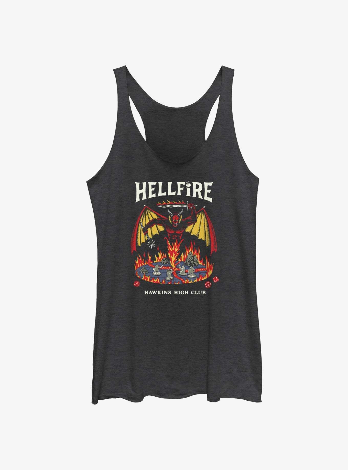 Stranger Things Hellfire Hawkins High Club Girls Tank, BLK HTR, hi-res