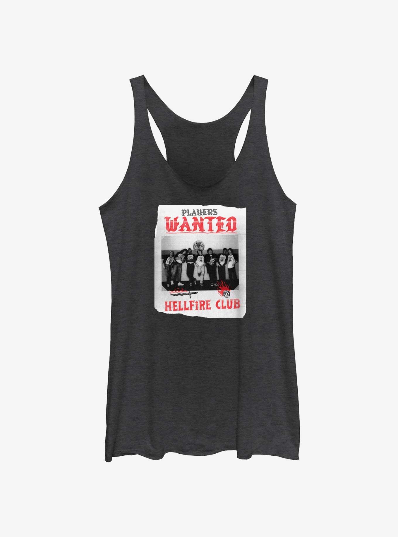 Stranger Things Hellfire Club Players Wanted Poster Girls Tank, BLK HTR, hi-res