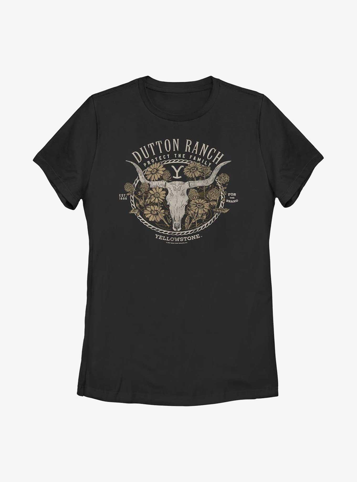 Yellowstone Floral Dutton Ranch Womens T-Shirt, BLACK, hi-res