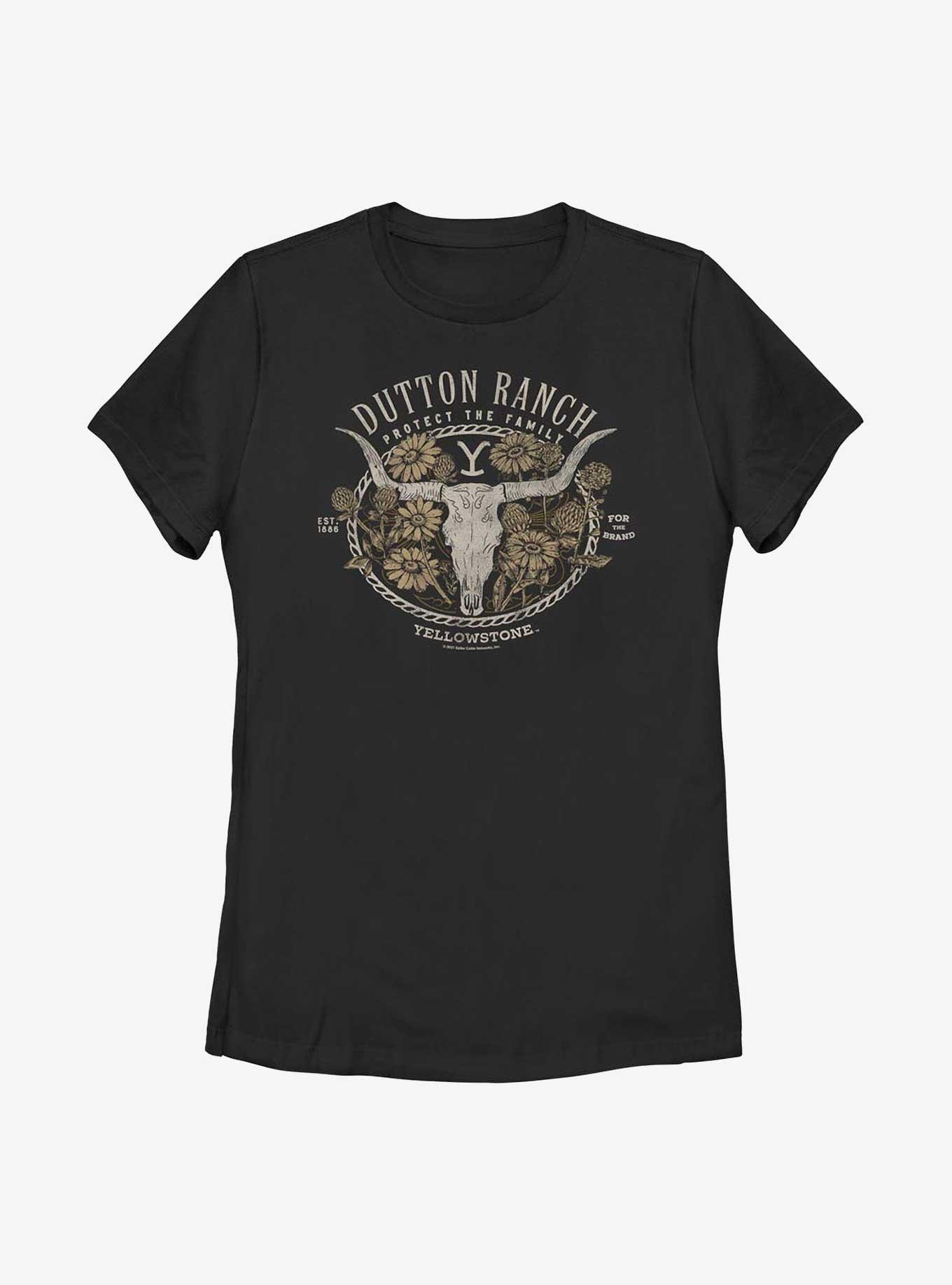 Yellowstone Floral Dutton Ranch Womens T-Shirt, BLACK, hi-res