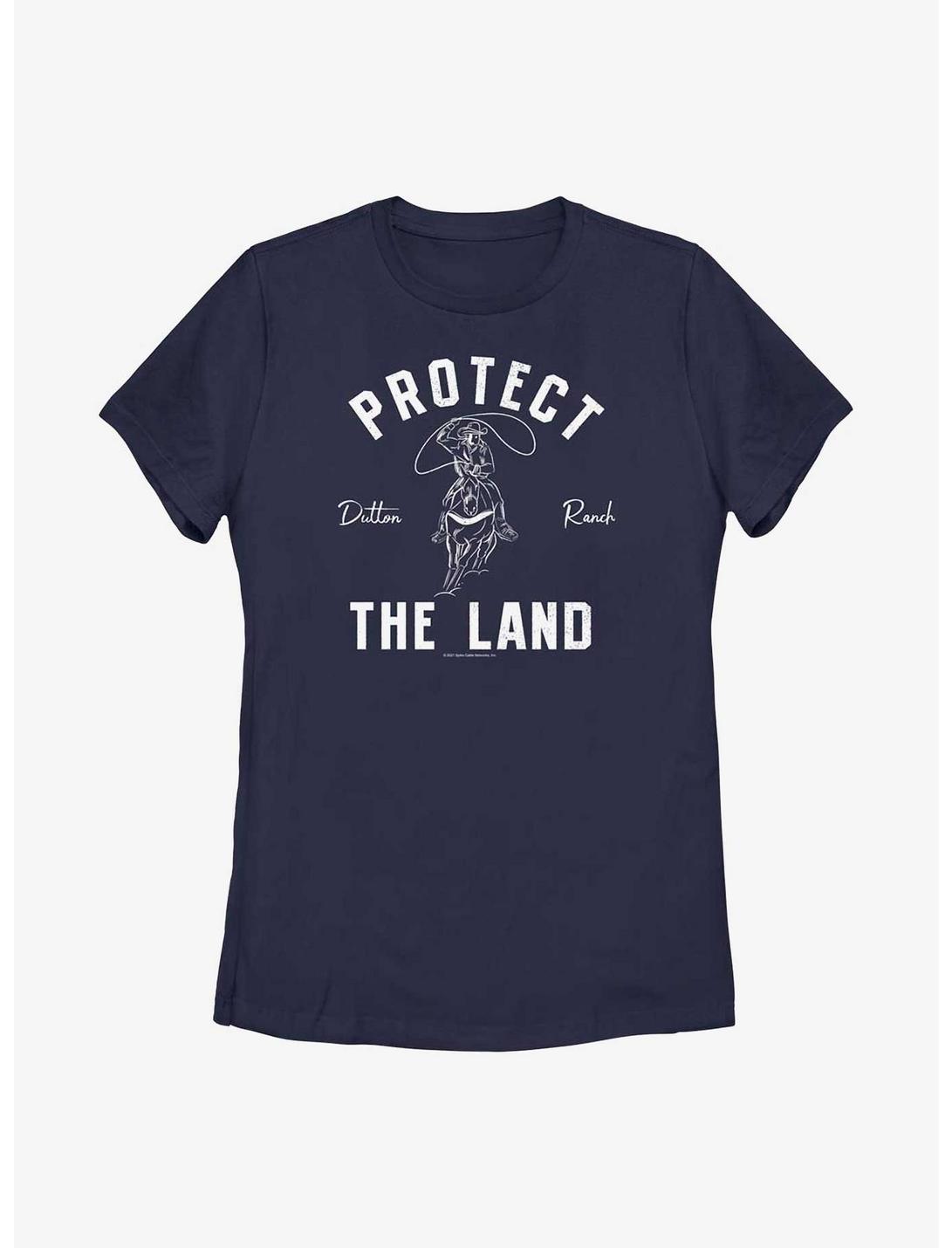 Yellowstone Protect The Land Heritage Womens T-Shirt, NAVY, hi-res