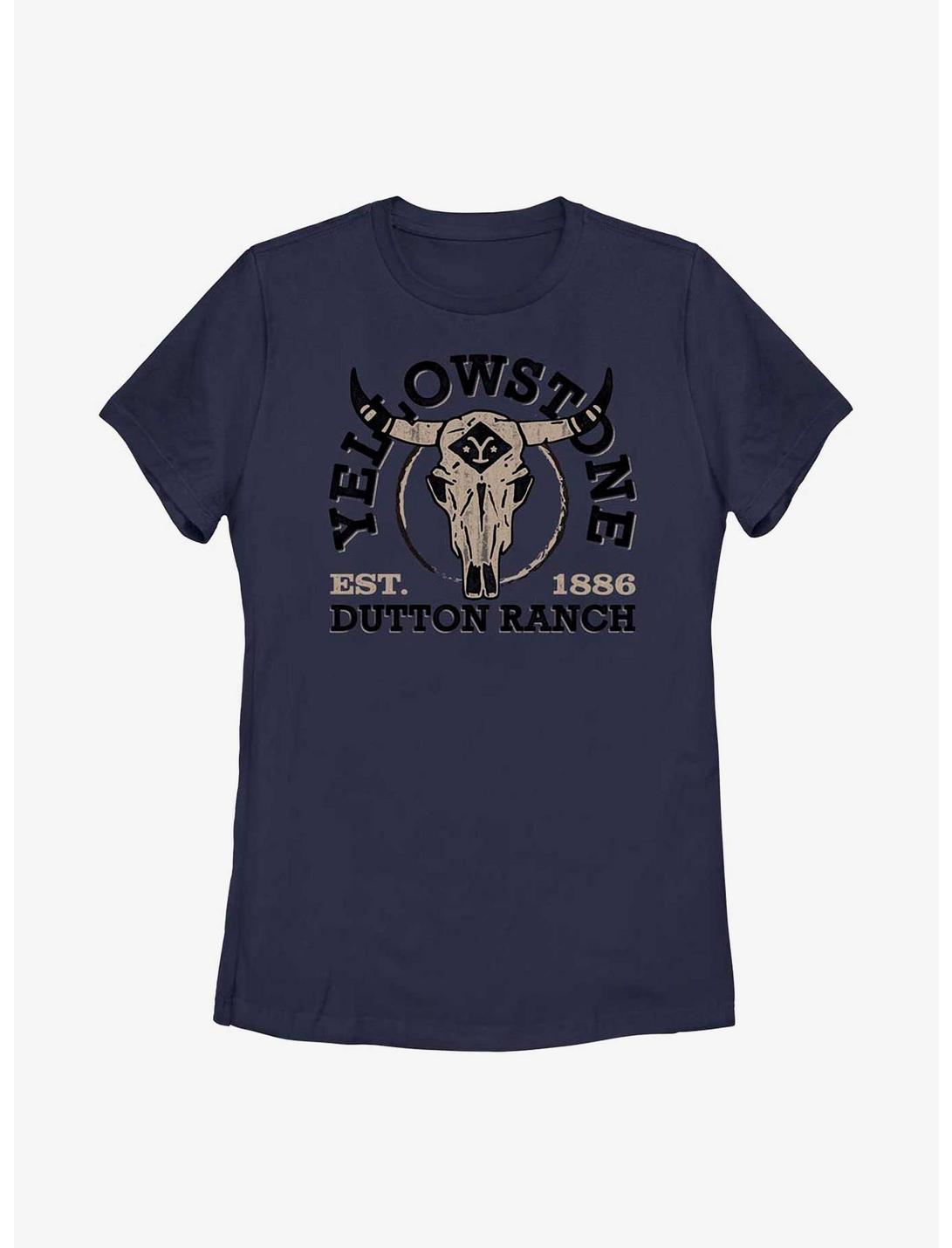 Yellowstone Skull Dutton Ranch Womens T-Shirt, NAVY, hi-res