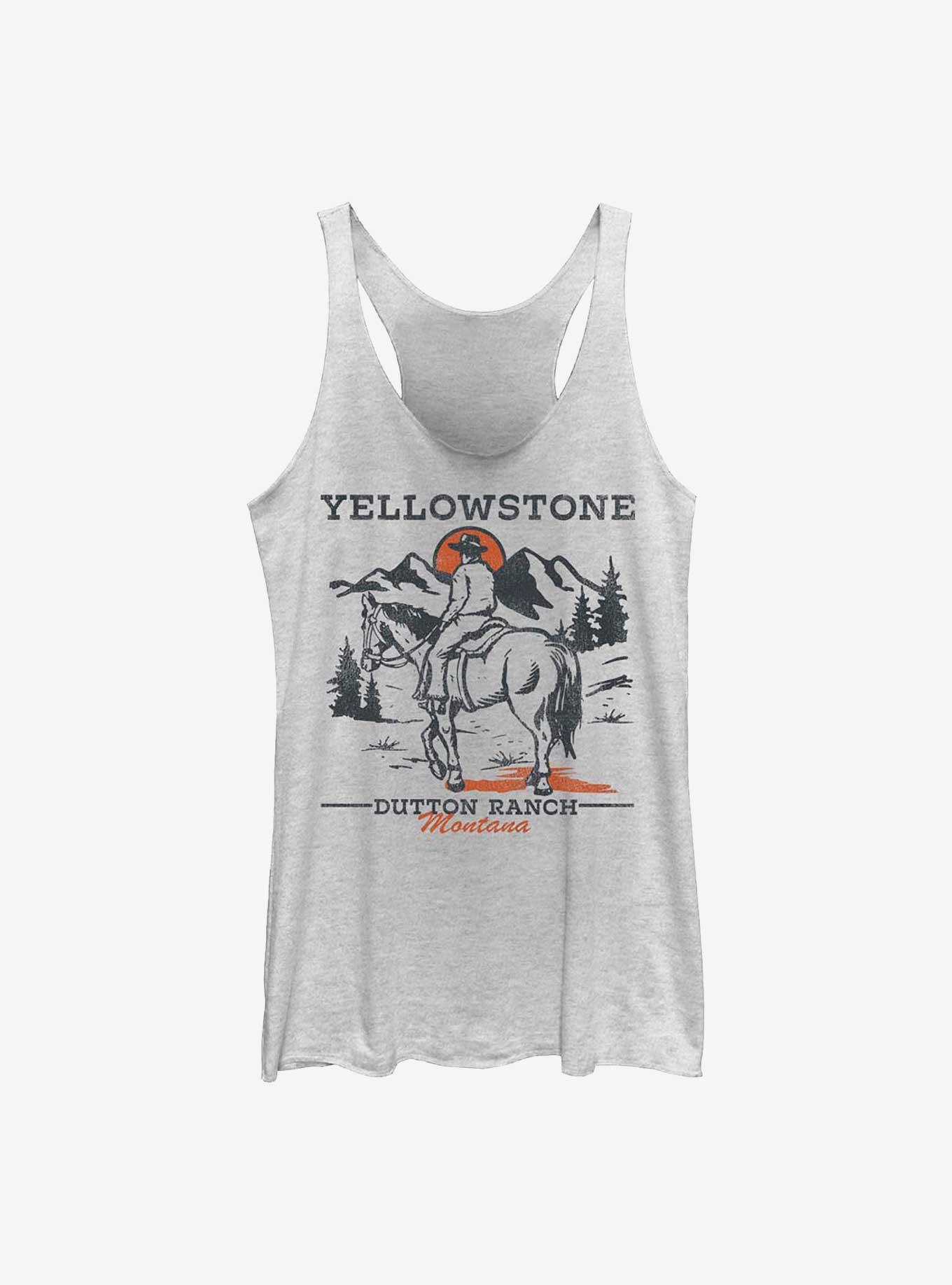 Yellowstone Dutton Ranch Mountains Womens Tank Top, WHITE HTR, hi-res