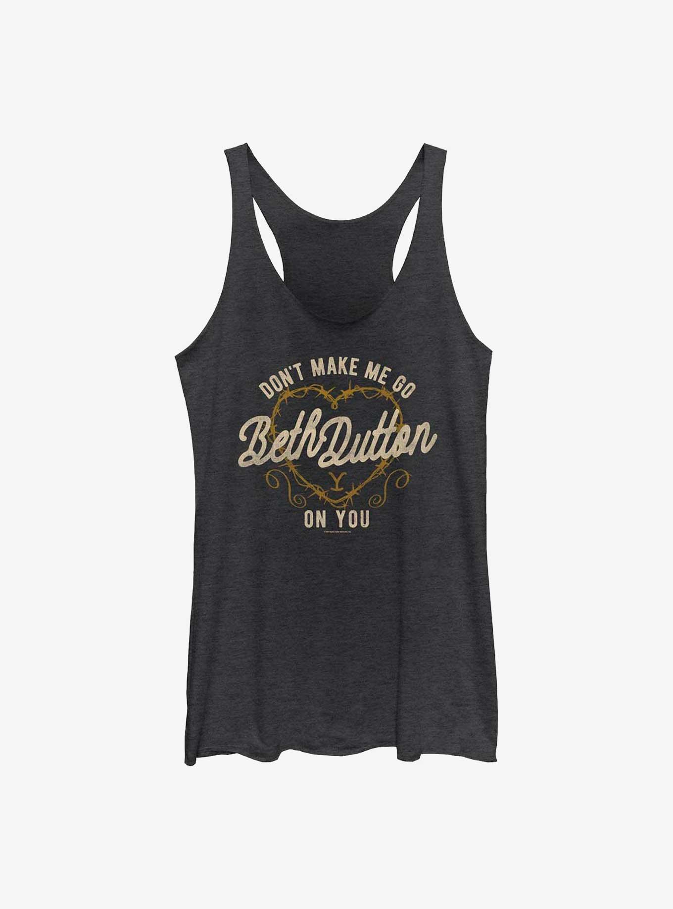 Yellowstone Don't Make Me Go Beth Dutton Womens Tank Top, BLK HTR, hi-res