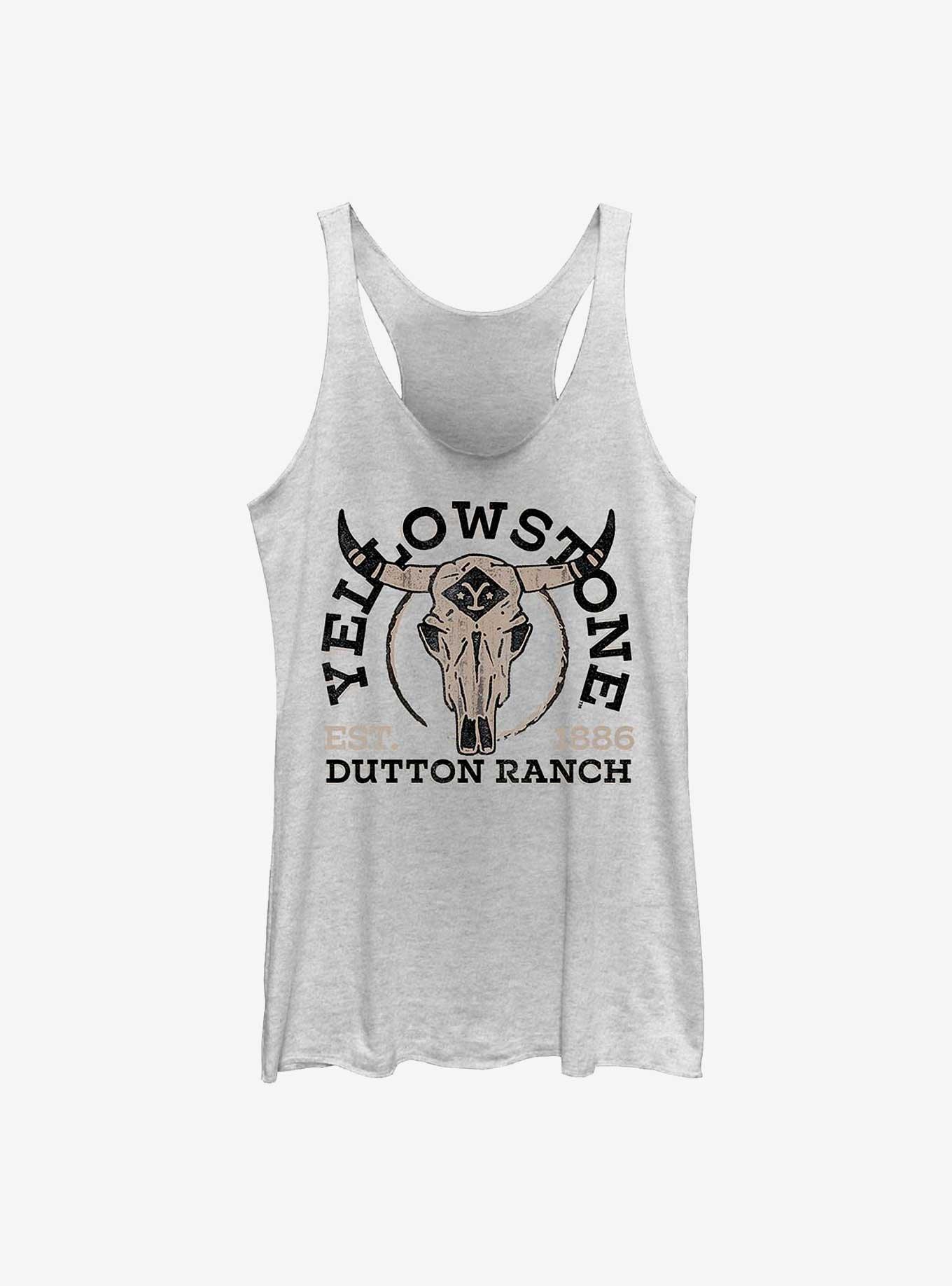 Yellowstone Home Sunset Skull Womens Tank Top, WHITE HTR, hi-res