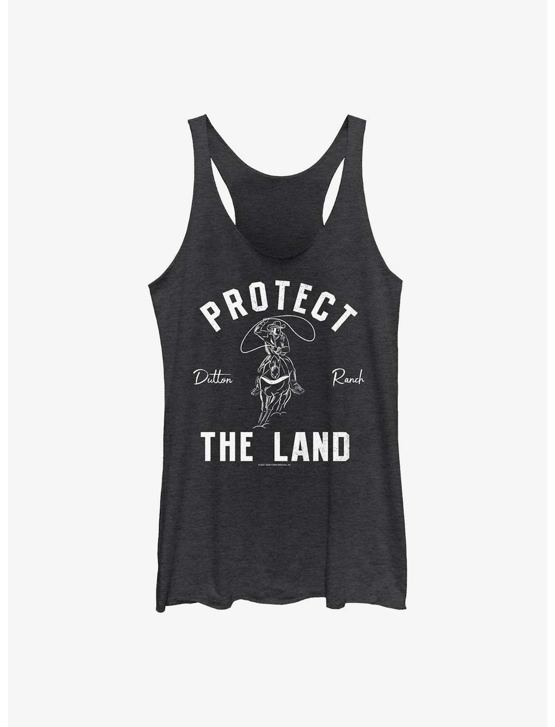 Yellowstone Protect The Land Heritage Womens Tank Top, BLK HTR, hi-res