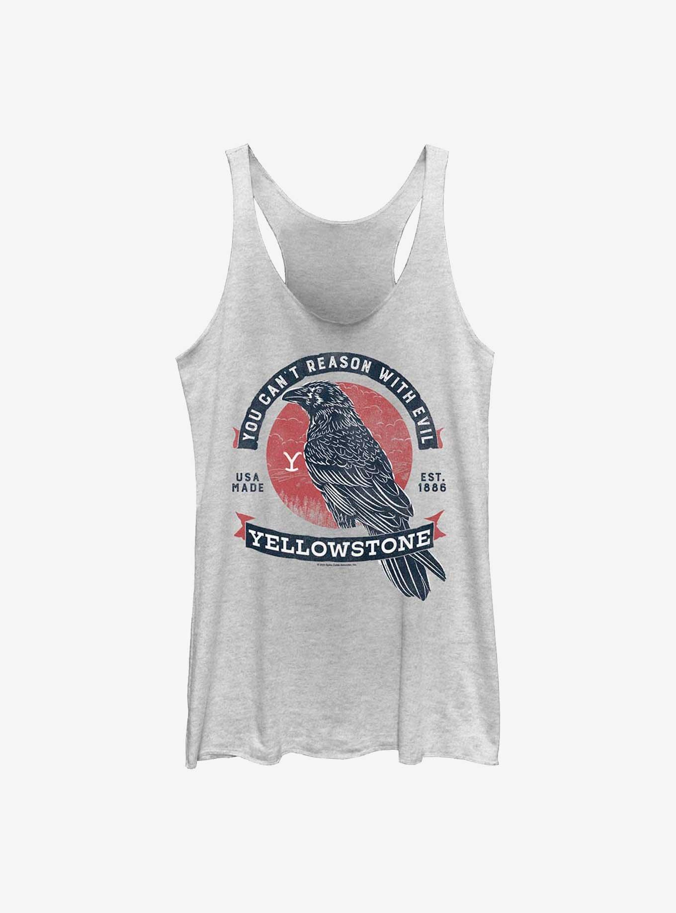 Yellowstone Can't Reason With Evil Womens Tank Top, WHITE HTR, hi-res