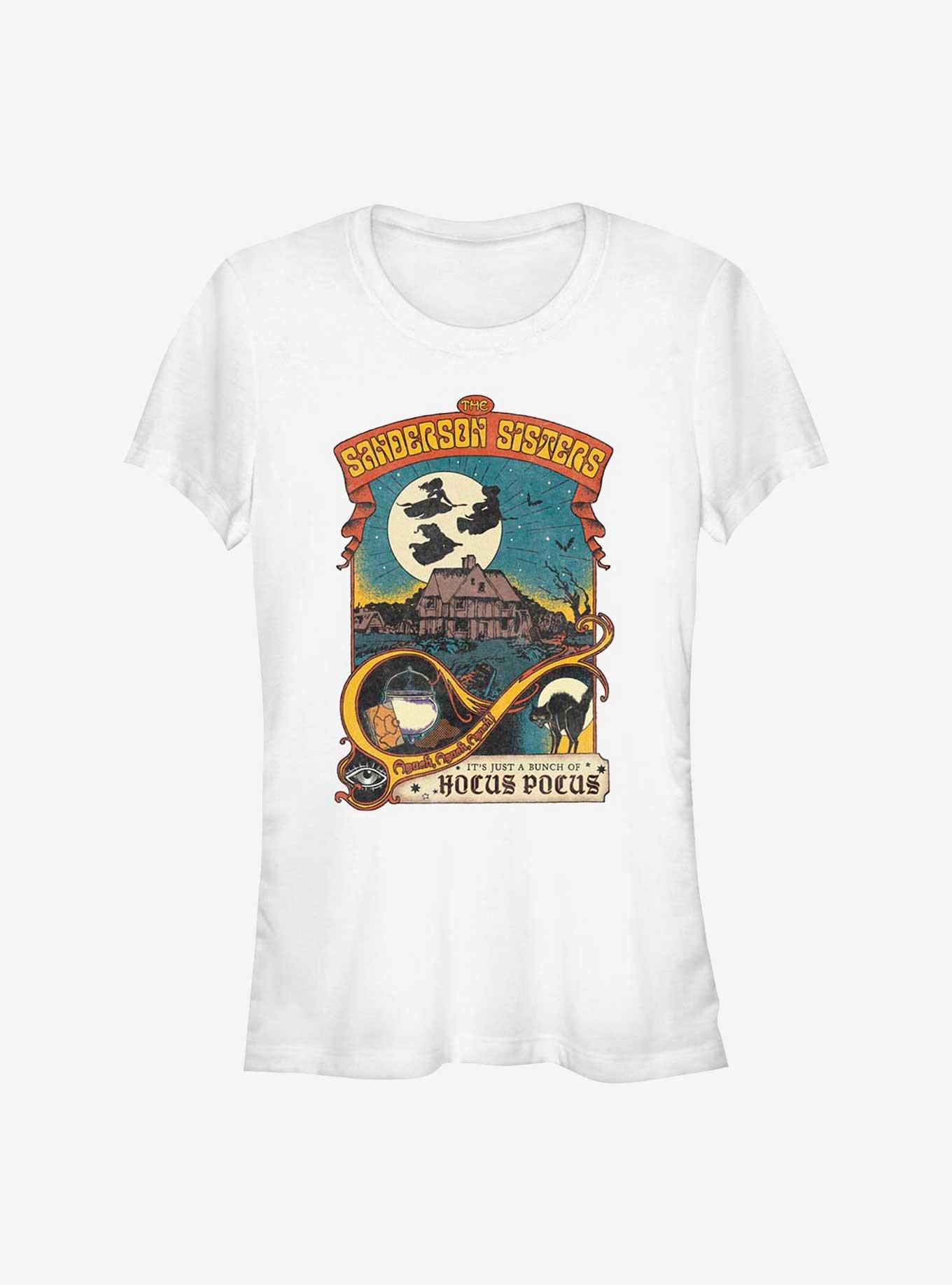 Disney Hocus Pocus Night Time Fly Poster Girls T-Shirt, WHITE, hi-res