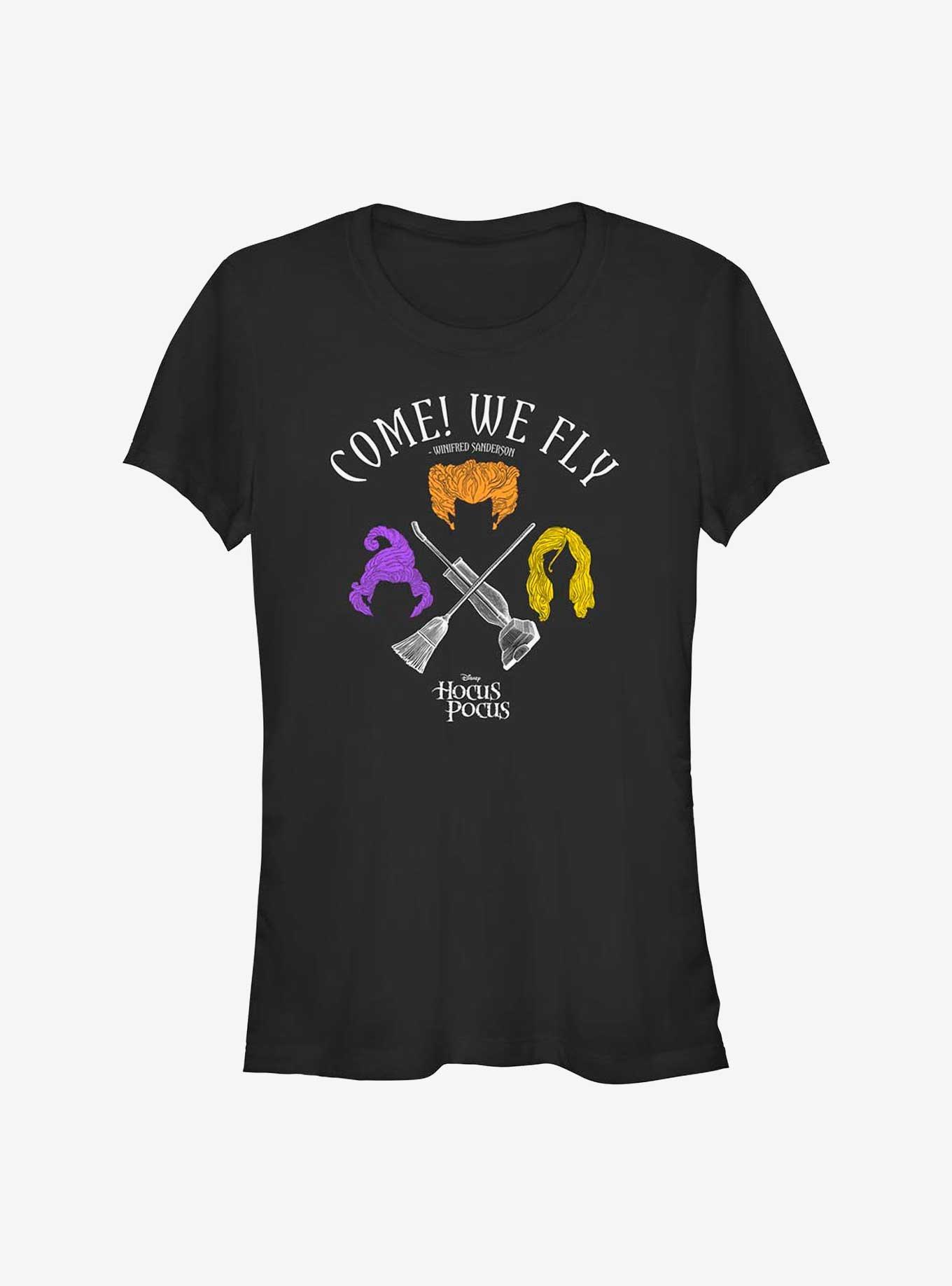 Disney Hocus Pocus We Fly Crossed Broom & Vaccum Girls T-Shirt, , hi-res