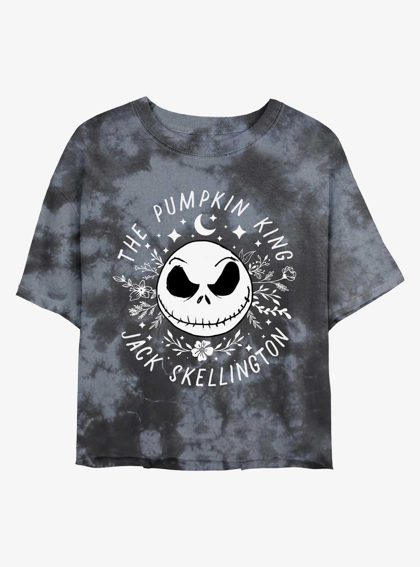 Disney The Nightmare Before Christmas Jack Skellington Pumpkin King Face Tie-Dye Girls Crop T-Shirt, BLKCHAR, hi-res