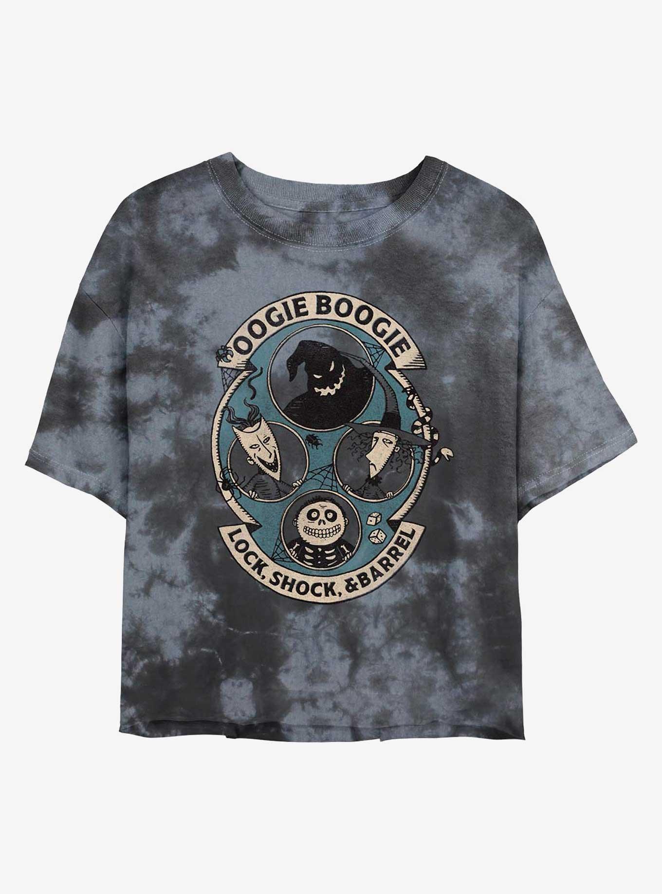 Disney The Nightmare Before Christmas Oogie Boogie and Lock, Shock, & Barrel Tie-Dye Girls Crop T-Shirt
