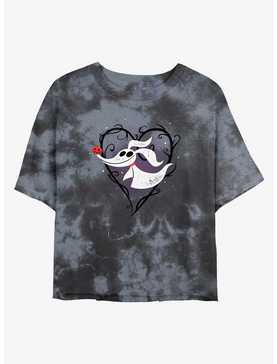 Disney The Nightmare Before Christmas Zero Heart Tie-Dye Girls Crop T-Shirt, BLKCHAR, hi-res