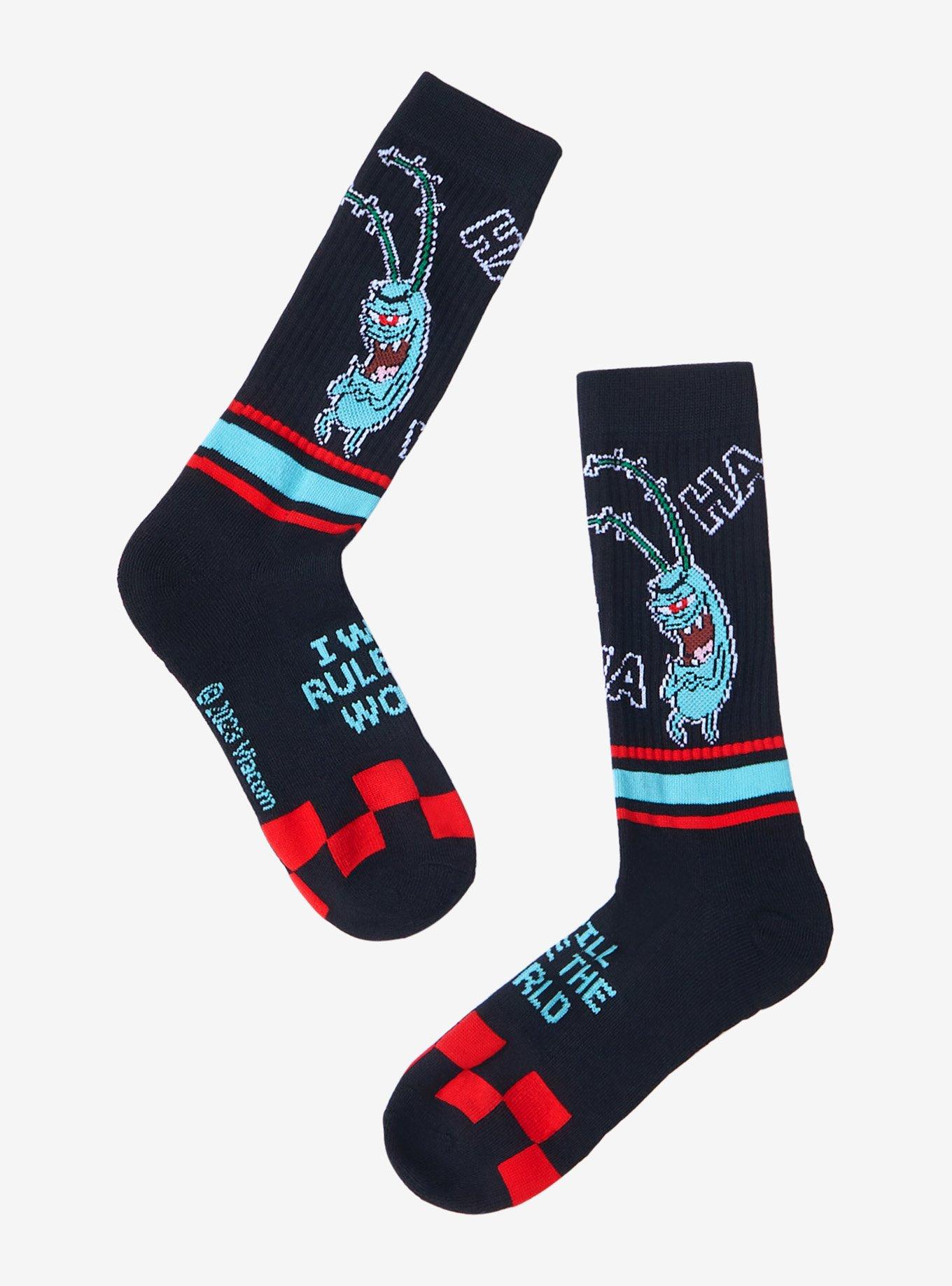 SpongeBob SquarePants Plankton Evil Laugh Crew Socks, , hi-res