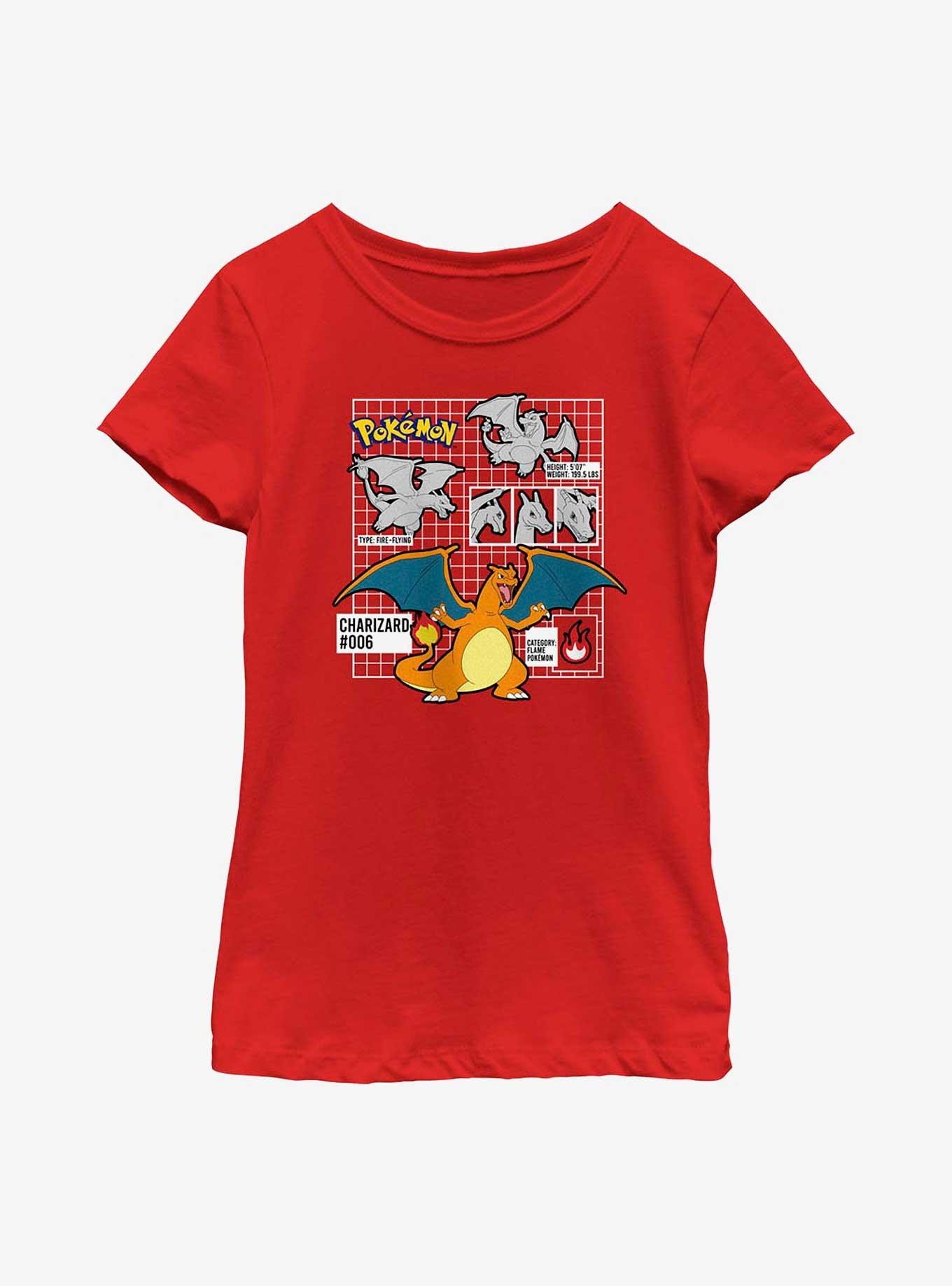 Pokemon Charizard Infographic Youth Girls T-Shirt, , hi-res