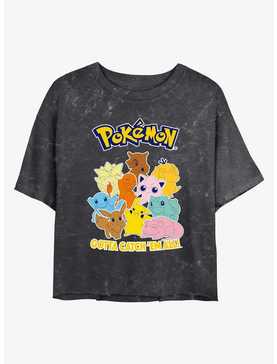 Pokemon Catch 'Em All Mineral Wash Womens Crop T-Shirt, , hi-res