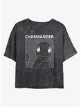 Pokemon Charmander Mineral Wash Womens Crop T-Shirt, BLACK, hi-res