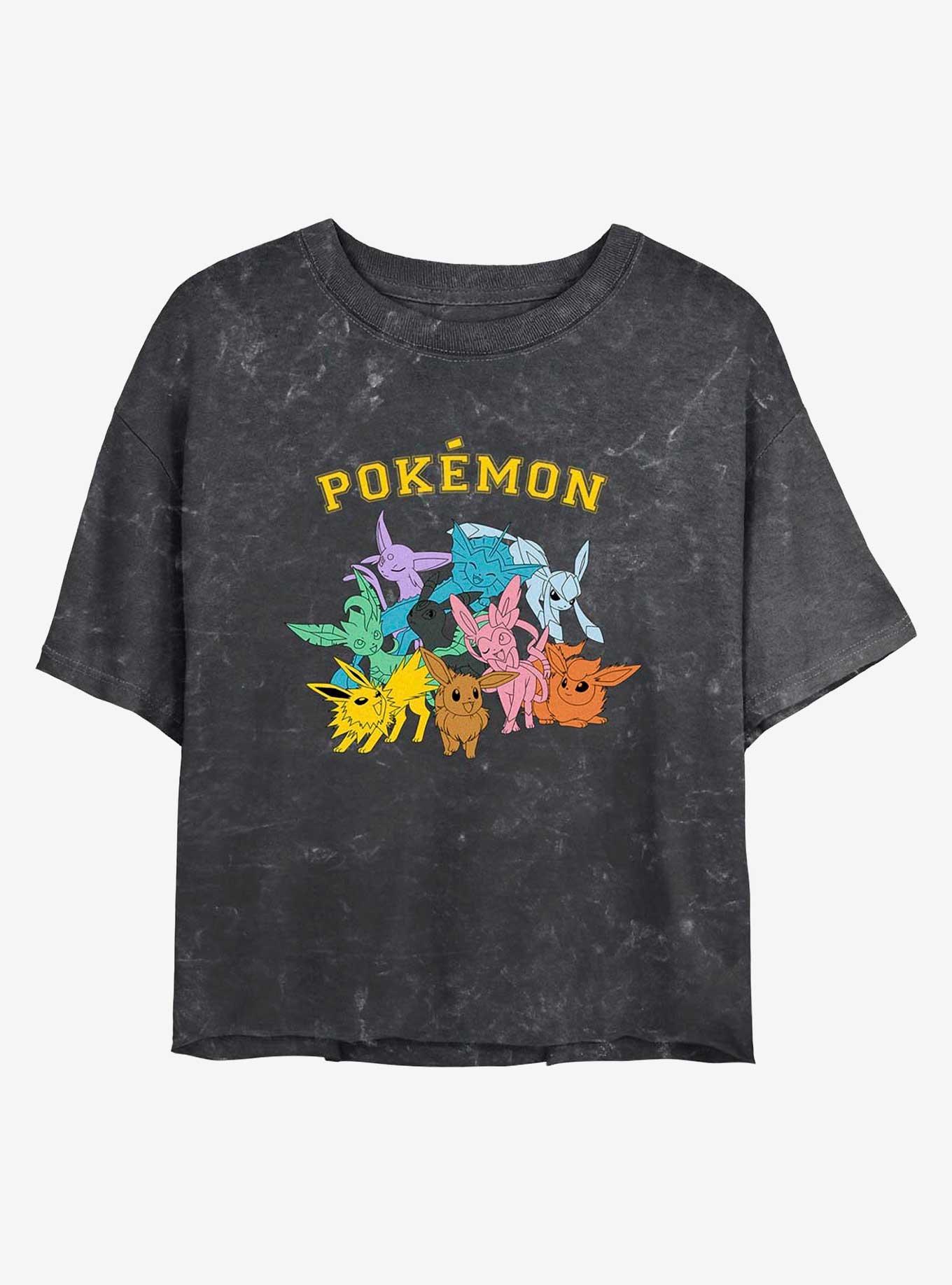 Pokemon Gotta Catch Eeveelutions Mineral Wash Womens Crop T-Shirt, , hi-res