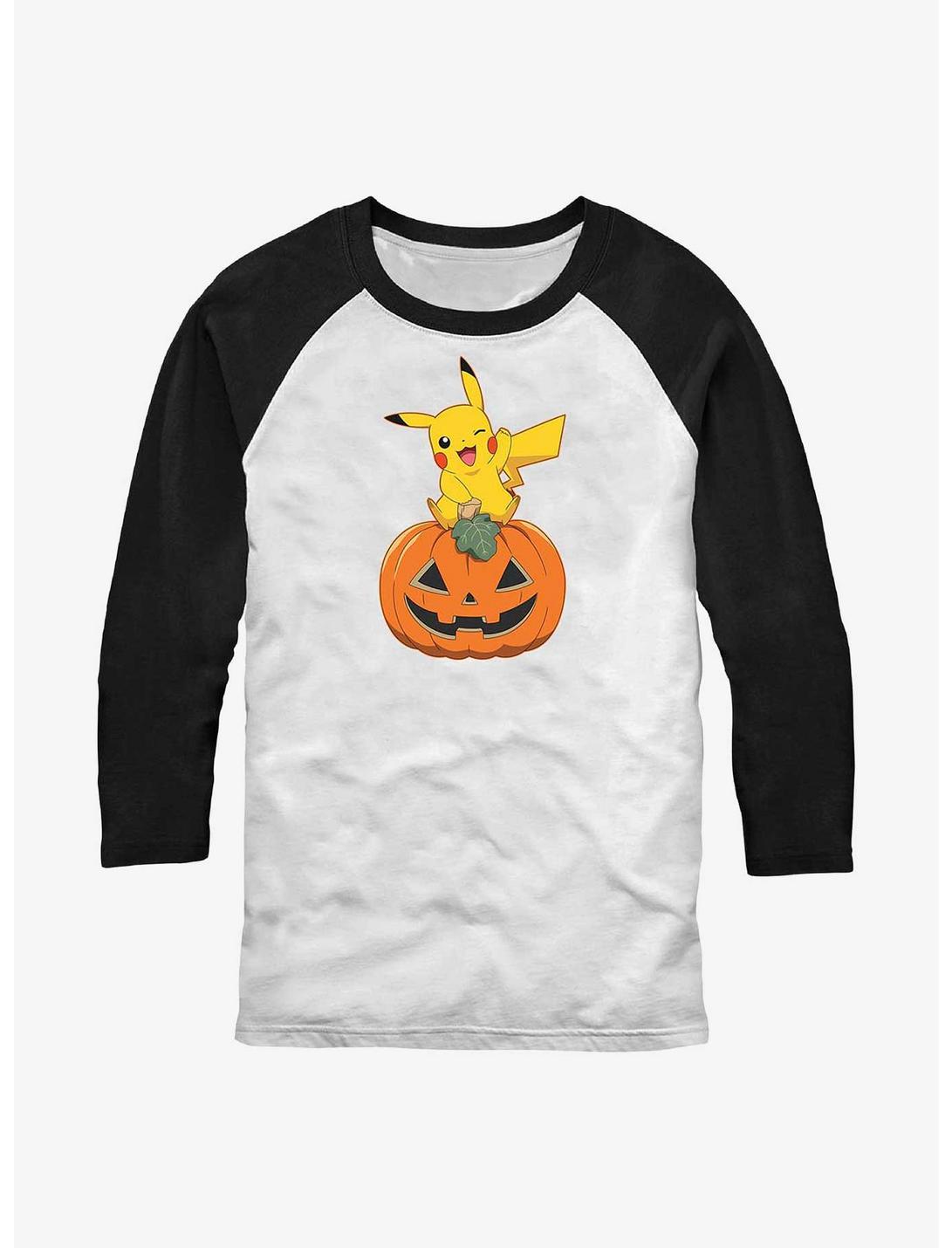 Pokemon Pikachu Pumpkin Raglan T-Shirt, WHTBLK, hi-res