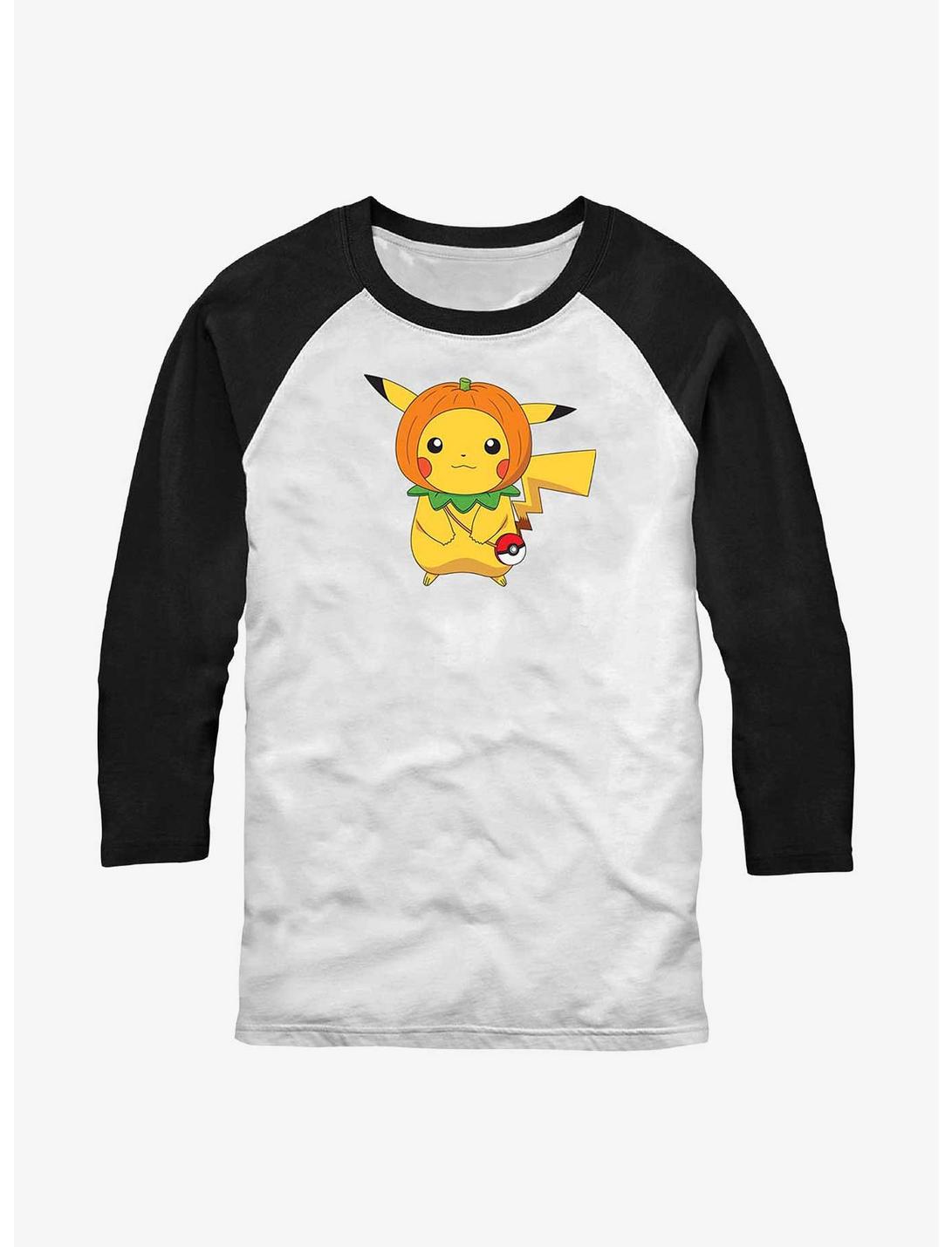 Pokemon Pumpkin Hat Pikachu Raglan T-Shirt, WHTBLK, hi-res