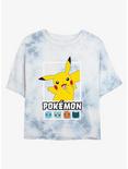 Pokemon Battle Lineup Pikachu, Squirtle, Bulbasaur, Charmander, & Snorlax Tie-Dye Womens Crop T-Shirt, WHITEBLUE, hi-res