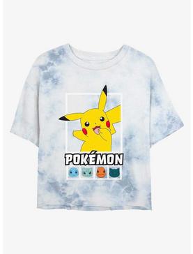Pokemon Battle Lineup Pikachu, Squirtle, Bulbasaur, Charmander, & Snorlax Tie-Dye Womens Crop T-Shirt, , hi-res