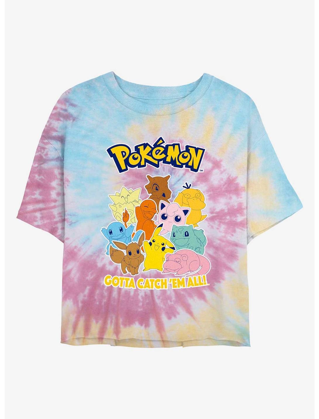 Pokemon Catch 'Em All Tie-Dye Womens Crop T-Shirt, BLUPNKLY, hi-res
