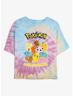 Pokemon Catch 'Em All Tie-Dye Womens Crop T-Shirt, , hi-res