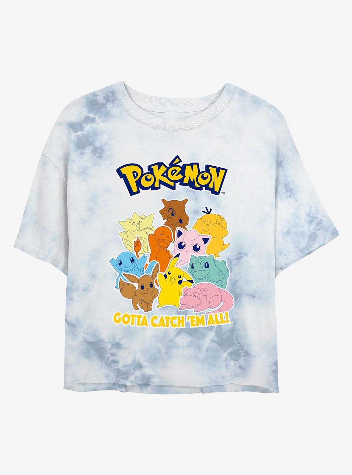Pokemon Catch 'Em All Tie-Dye Womens Crop T-Shirt, , hi-res