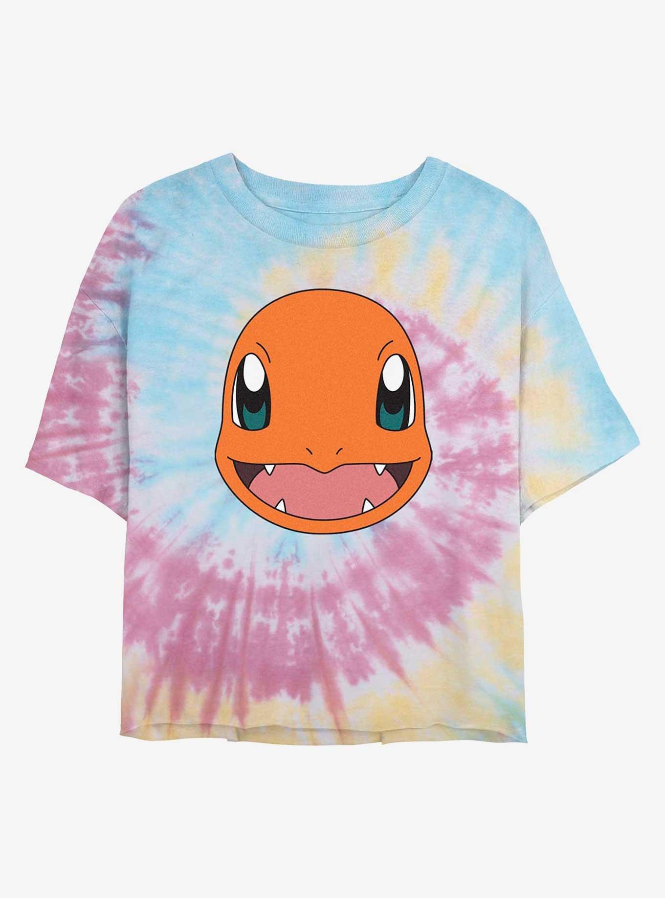 Pokemon Charmander Face Tie-Dye Womens Crop T-Shirt, , hi-res