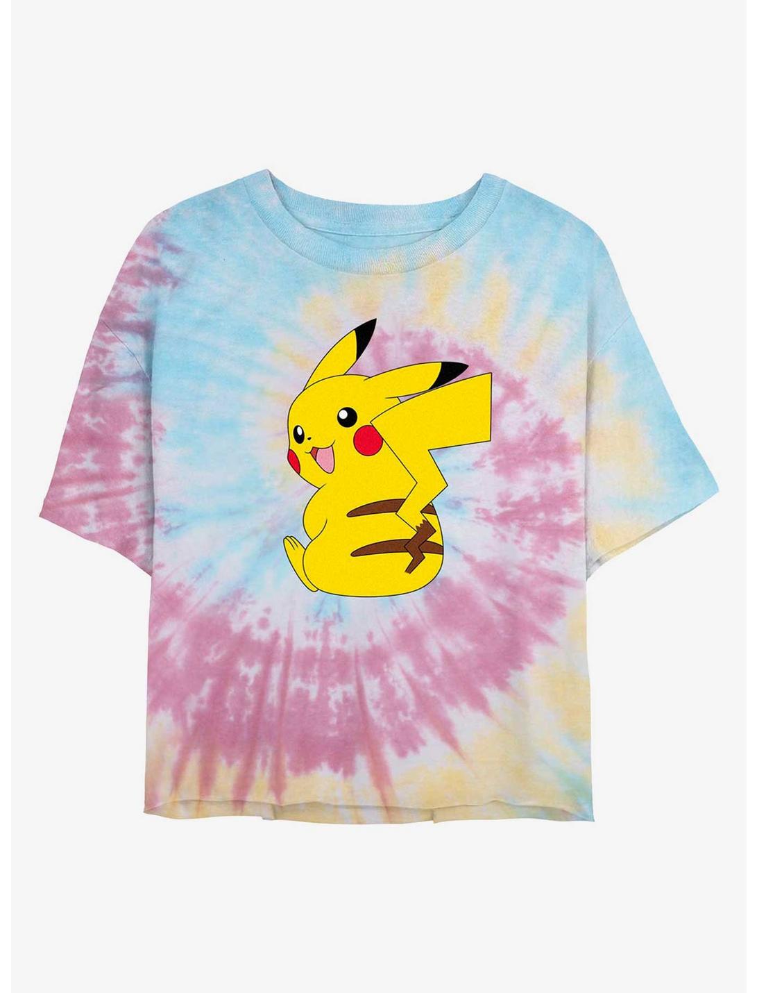 Pokemon Cheeky Pikachu Tie-Dye Womens Crop T-Shirt, BLUPNKLY, hi-res