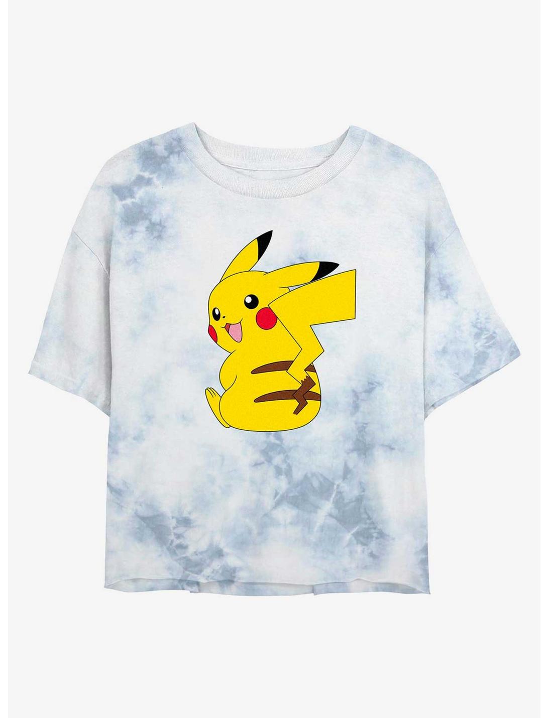 Pokemon Cheeky Pikachu Tie-Dye Womens Crop T-Shirt, WHITEBLUE, hi-res