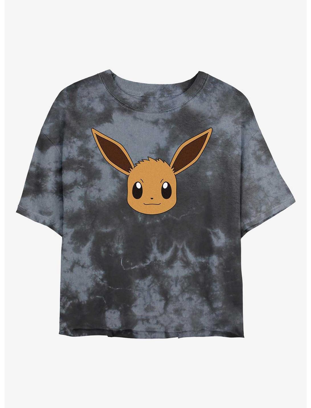 Pokemon Eevee Face Tie-Dye Womens Crop T-Shirt, BLKCHAR, hi-res
