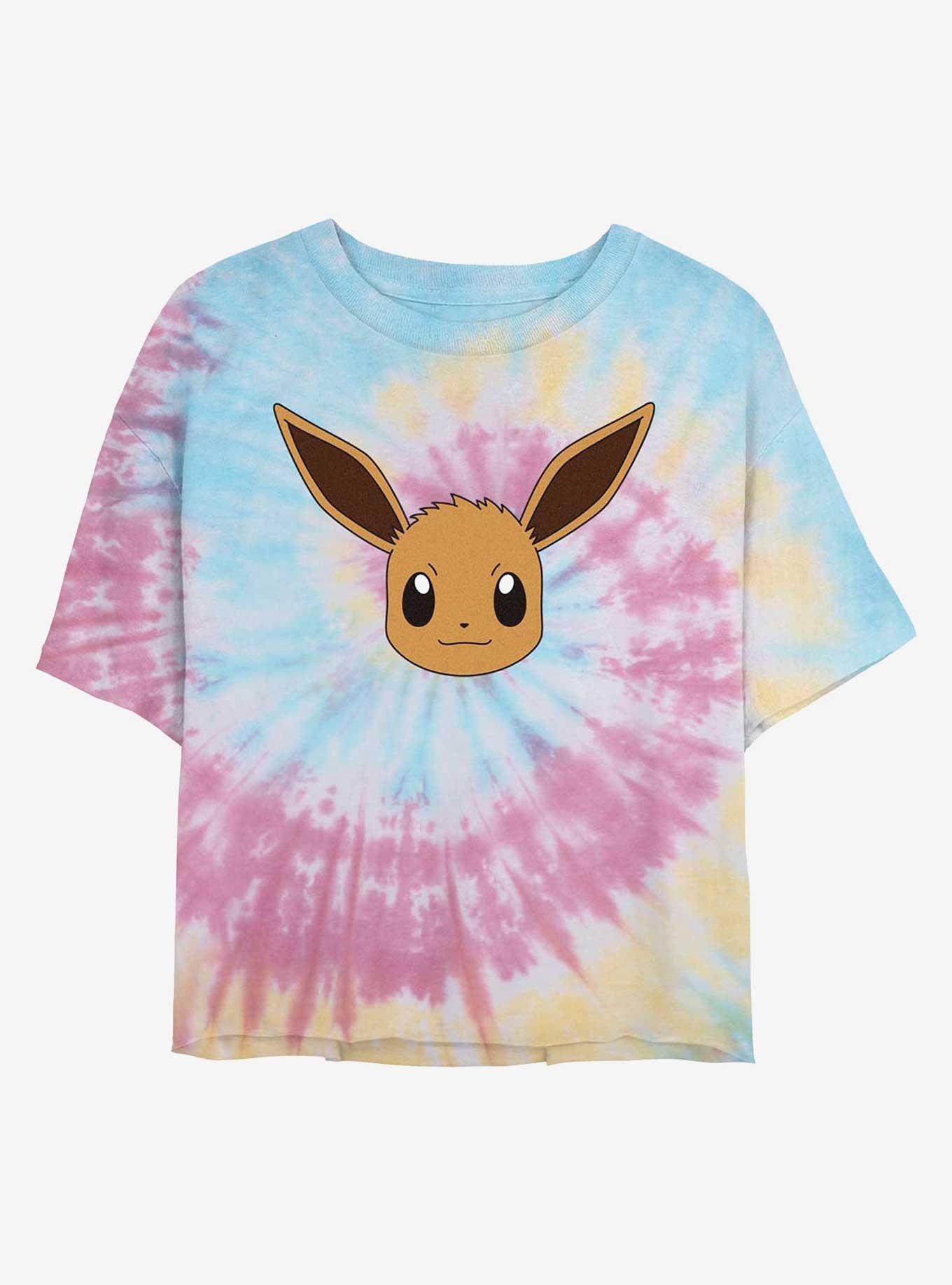 Pokemon Eevee Face Tie-Dye Womens Crop T-Shirt, , hi-res