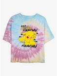 Pokemon Pikachu Cracks A Joke Tie-Dye Womens Crop T-Shirt, BLUPNKLY, hi-res