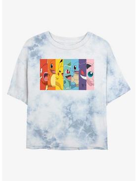 Plus Size Pokemon Rainbow Faces Tie-Dye Womens Crop T-Shirt, , hi-res