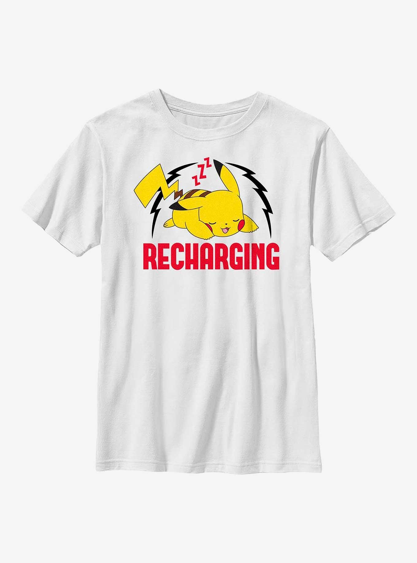 Pokemon Sleepy Pikachu Recharging Youth T-Shirt, WHITE, hi-res