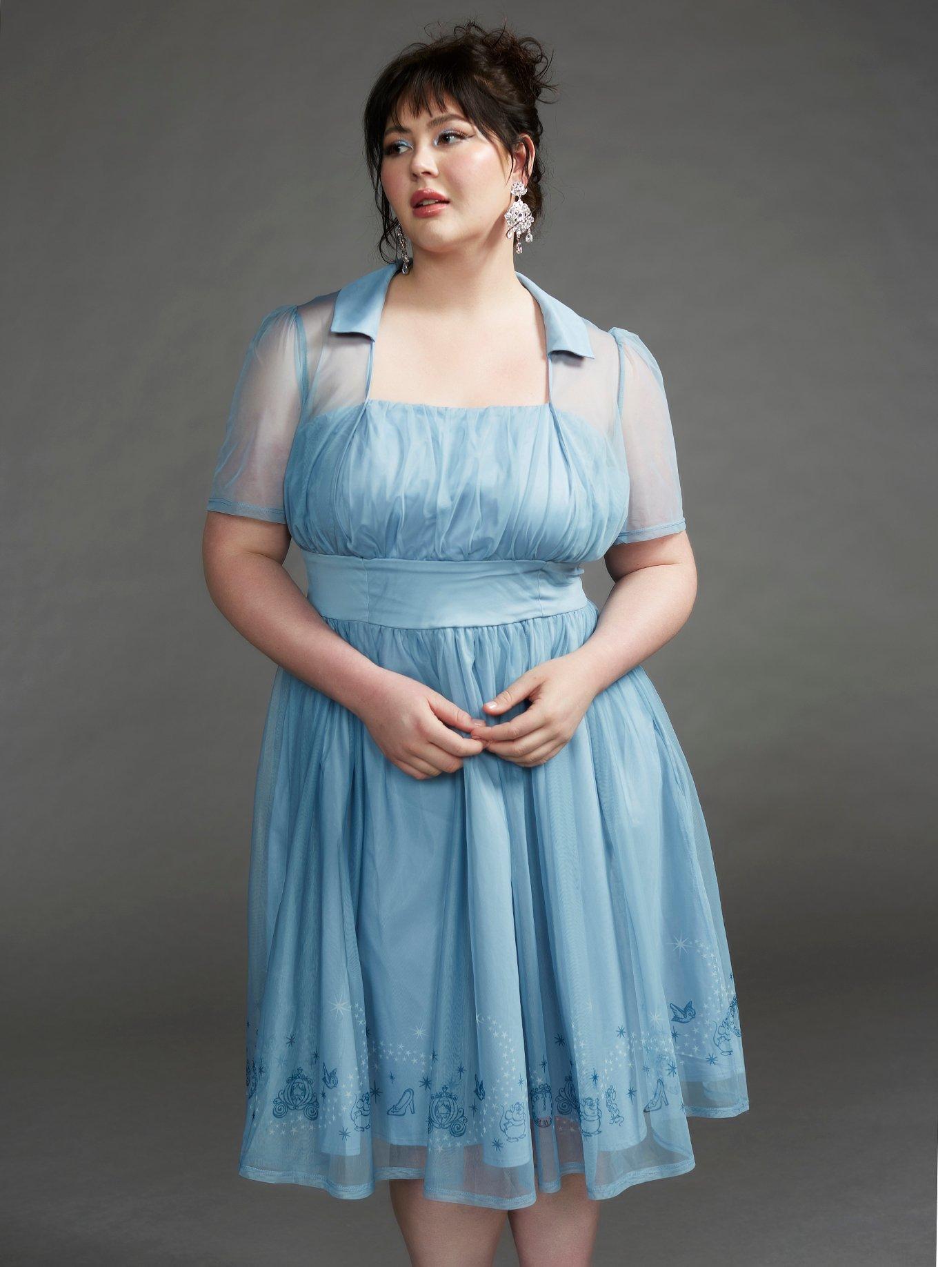 Her Universe Disney Cinderella Retro Dress Plus Size Her Universe Exclusive, LIGHT BLUE, hi-res