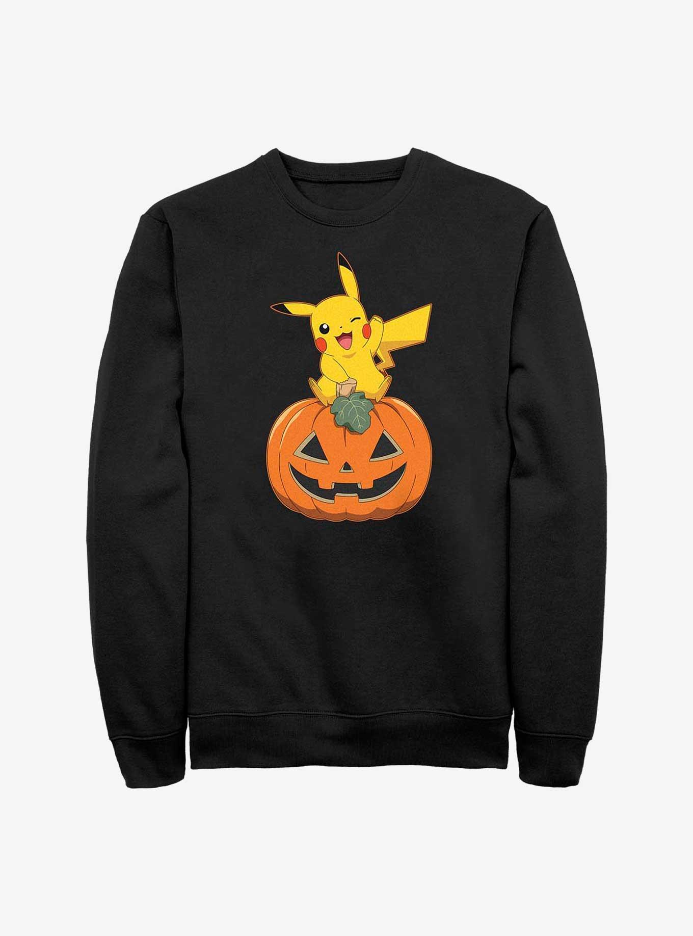 Pokemon Pikachu Pumpkin Sweatshirt, BLACK, hi-res