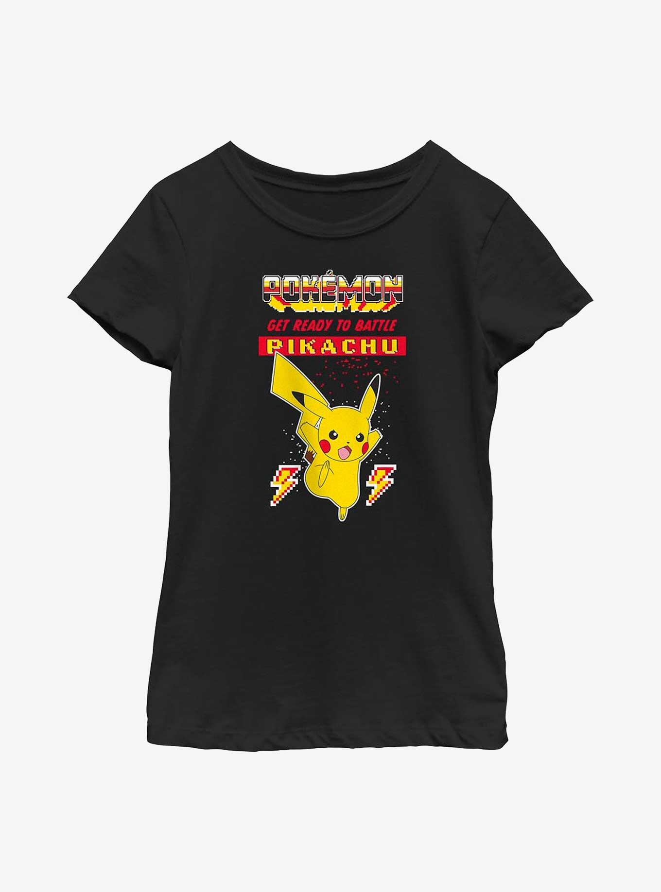 Pokemon Battle Ready Pikachu Youth Girls T-Shirt, BLACK, hi-res