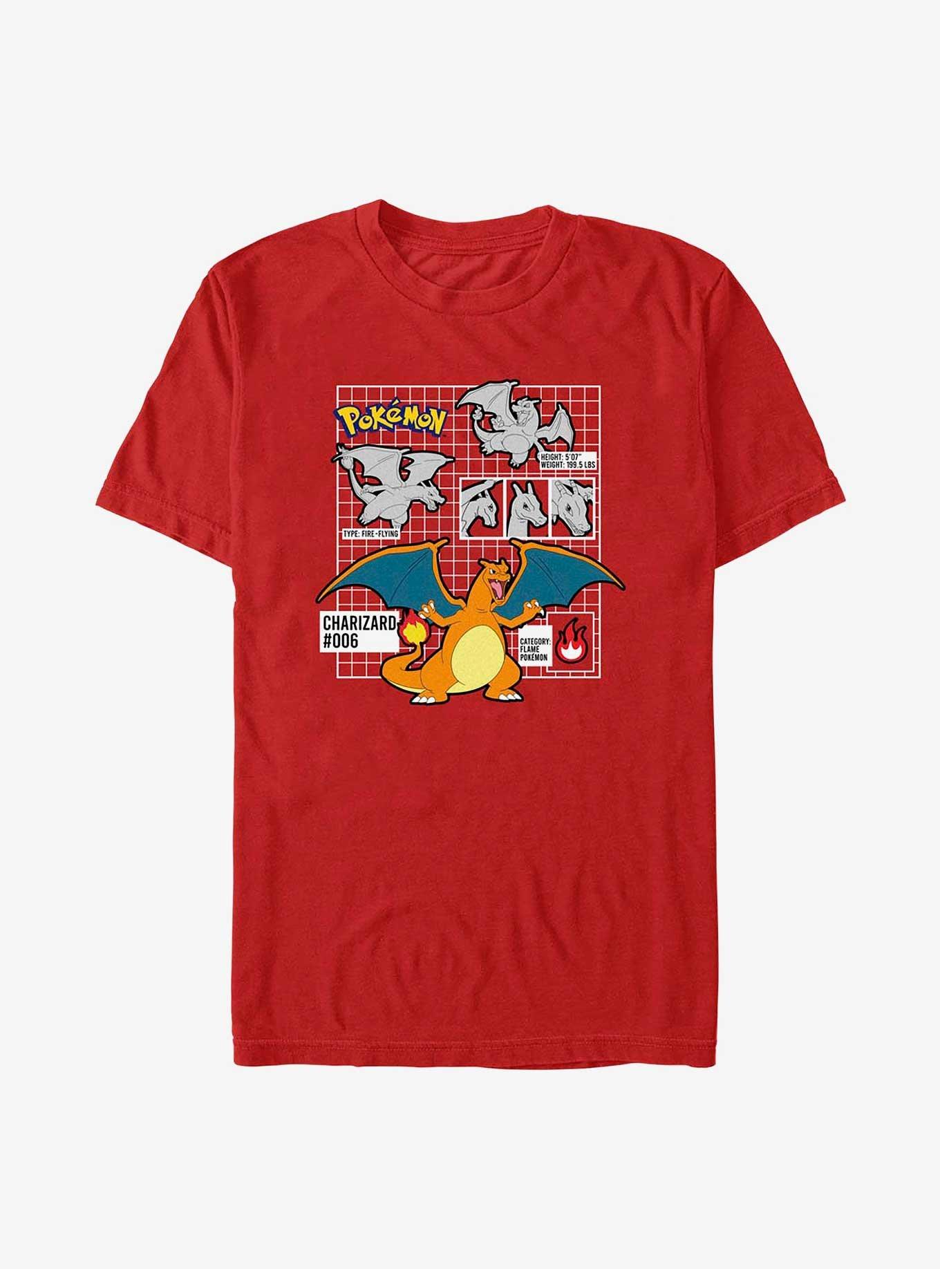 Pokemon Charizard Infographic T-Shirt, RED, hi-res