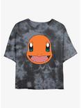 Pokemon Charmander Face Tie-Dye Womens Crop T-Shirt, BLKCHAR, hi-res
